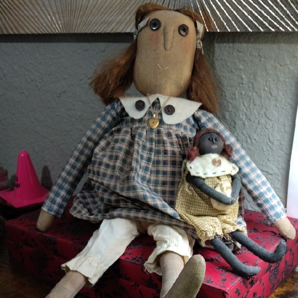 Handmade Rag Doll with Plaid Dress "Jenny"